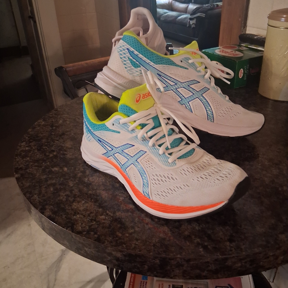 ASICS Women's Athletic Shoes - White, Blue, and Orange